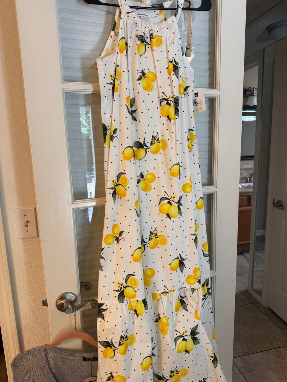 Women’s White Lemon Print Maxi Dress - Lightweight Summer Style